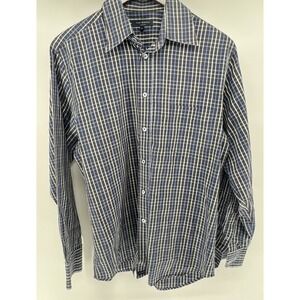 Ted‎ Baker London Mens Cotton Long Sleeve Plaid Button Down Shirt Blue Size 3